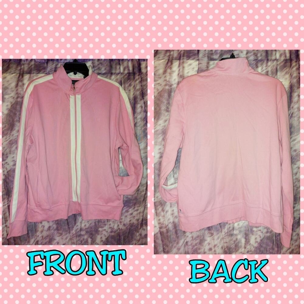 Sporty Spice Vibes – New York & Company Pink Zip-Up Track Jacket (XL) - Picture 2 of 4